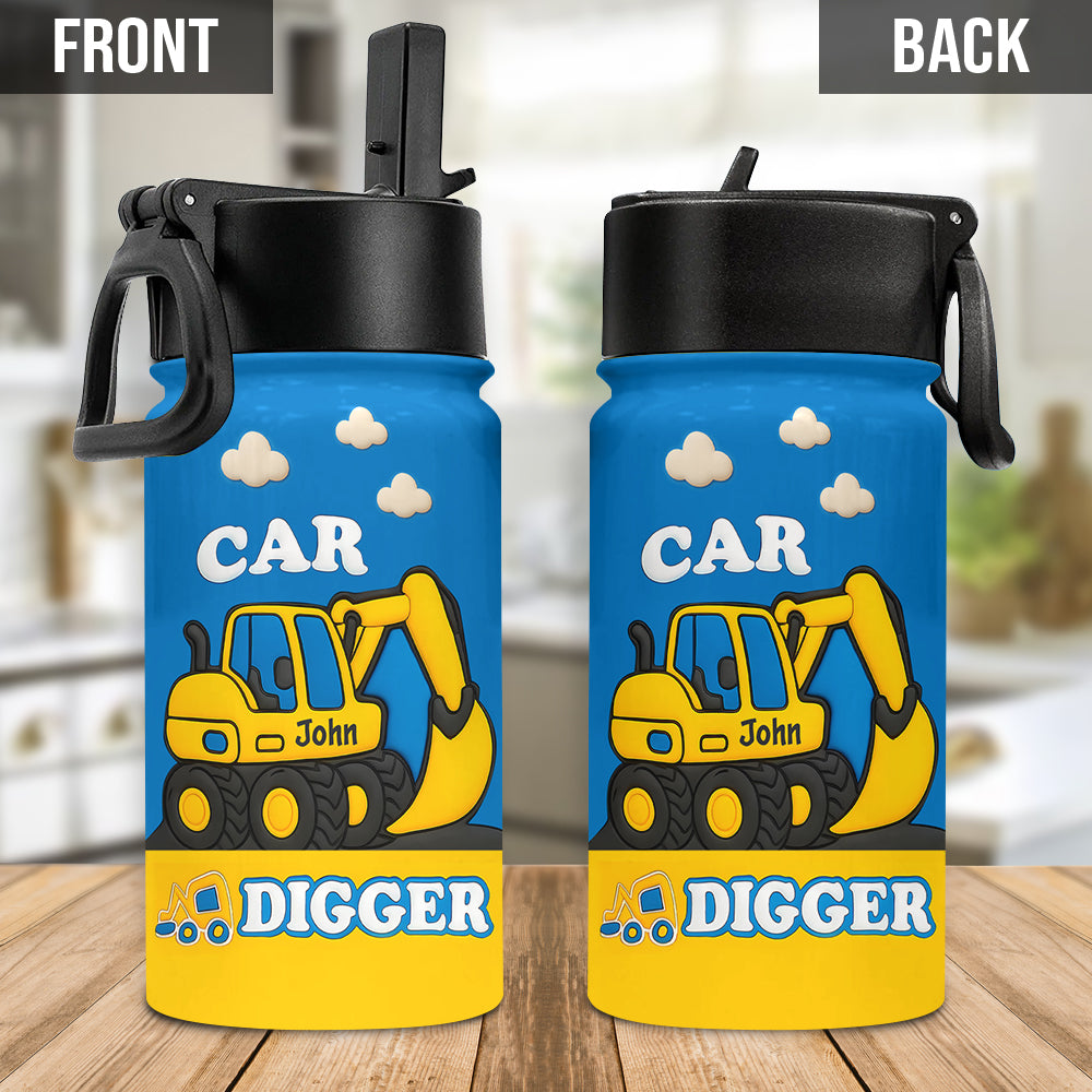 Excavator Cute Children's Gift - Personalized Kid Kids Water Bottle