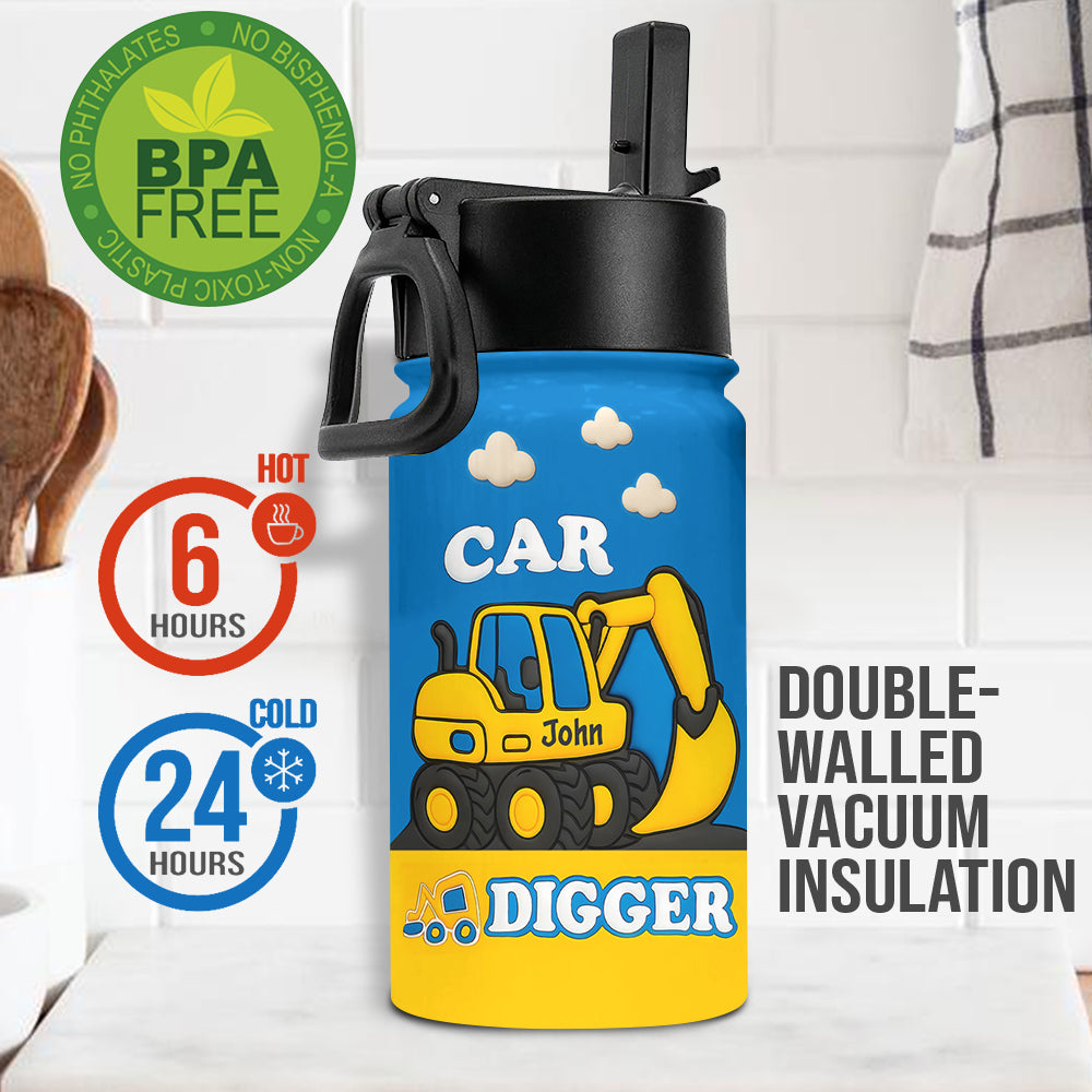 Excavator Cute Children's Gift - Personalized Kid Kids Water Bottle