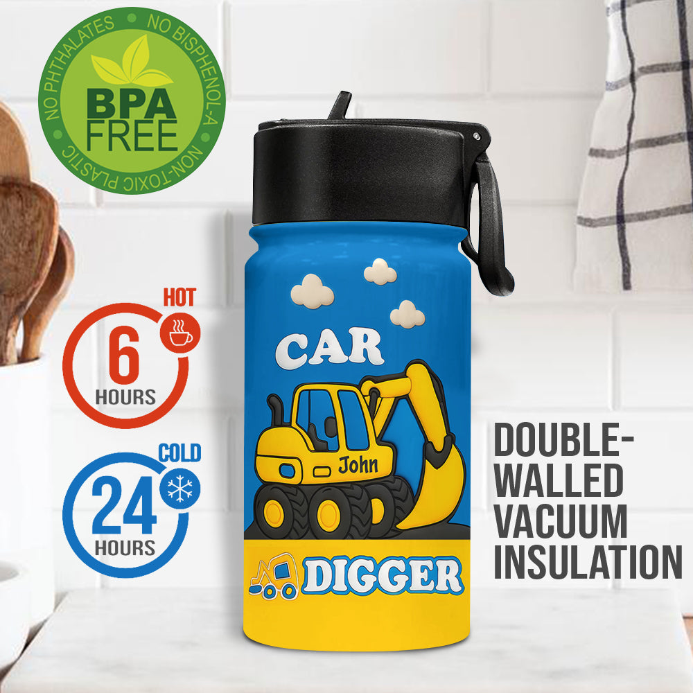 Excavator Cute Children's Gift - Personalized Kid Kids Water Bottle