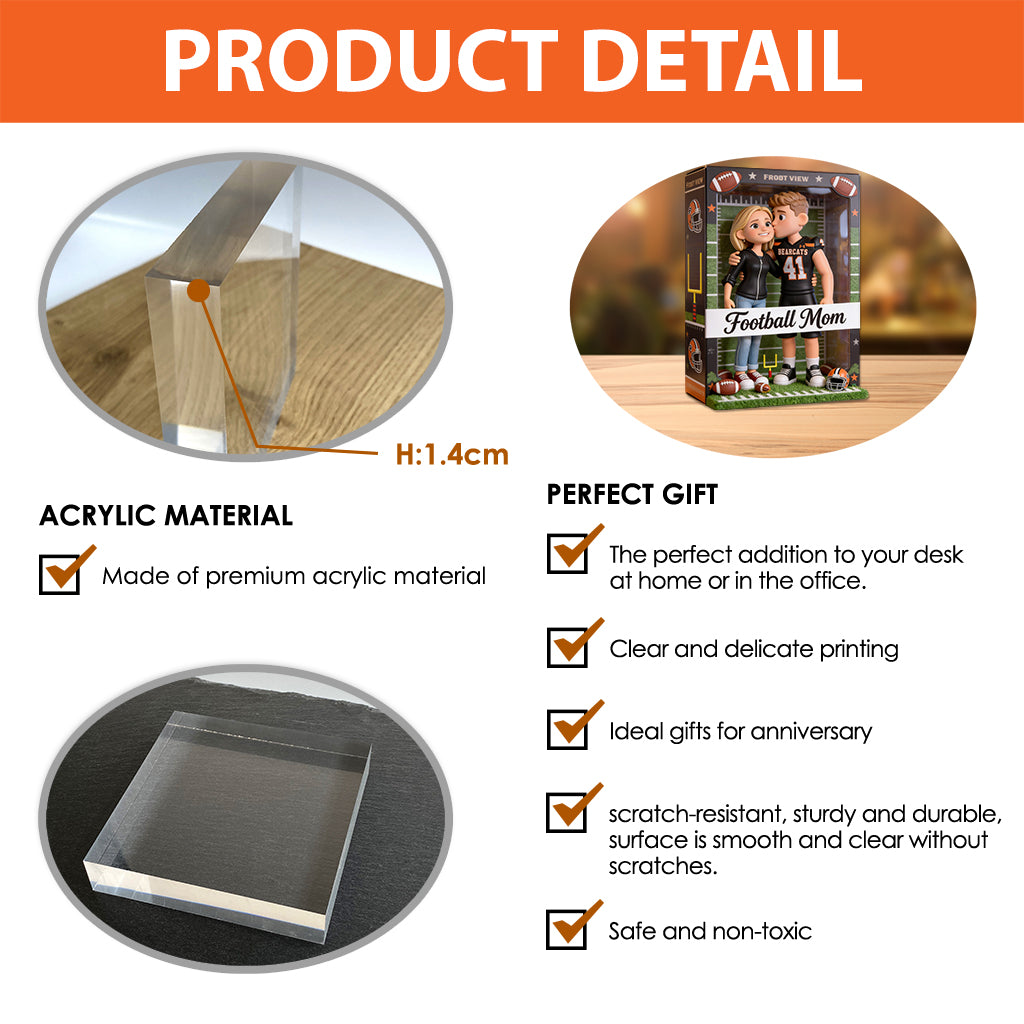 Football Mom - Personalized Football Custom Shaped Acrylic Plaque