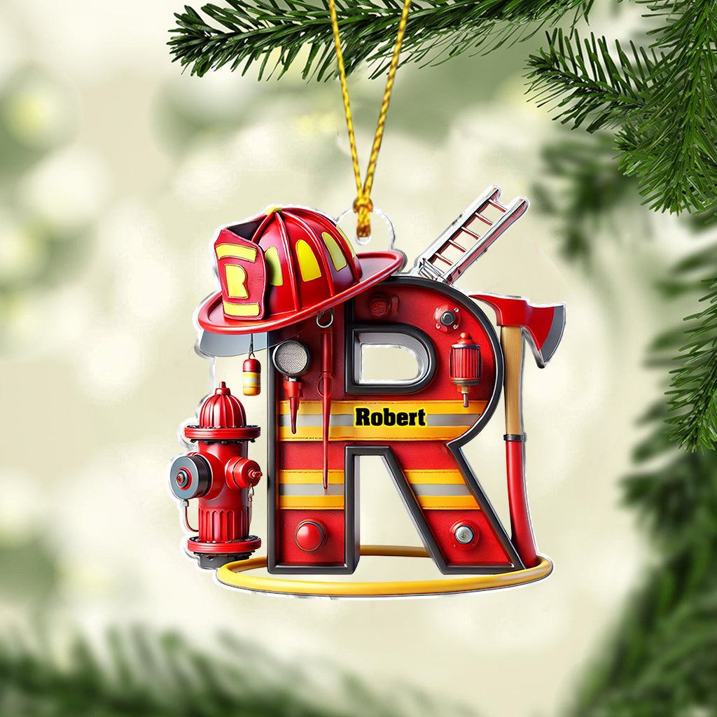 Firefighter Alphabet Decoration - Personalized Firefighter Ornament