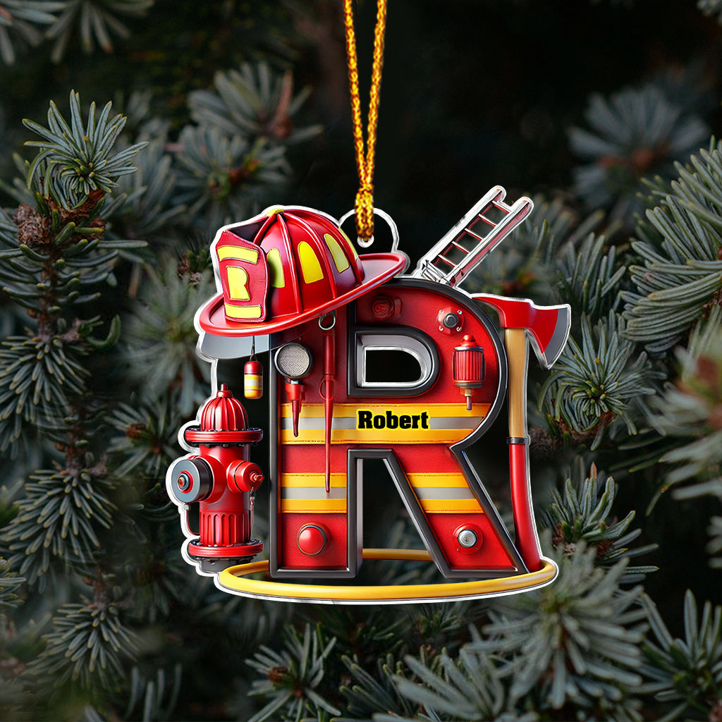 Firefighter Alphabet Decoration - Personalized Firefighter Ornament