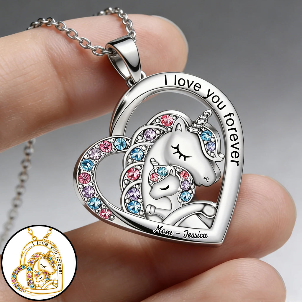 I Love You Forever - Personalized Kid Shaped Metal Pendant Necklace
