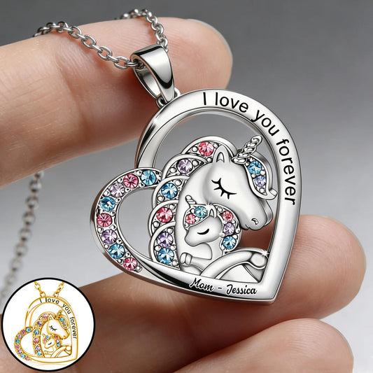 I Love You Forever - Personalized Kid Shaped Metal Pendant Necklace