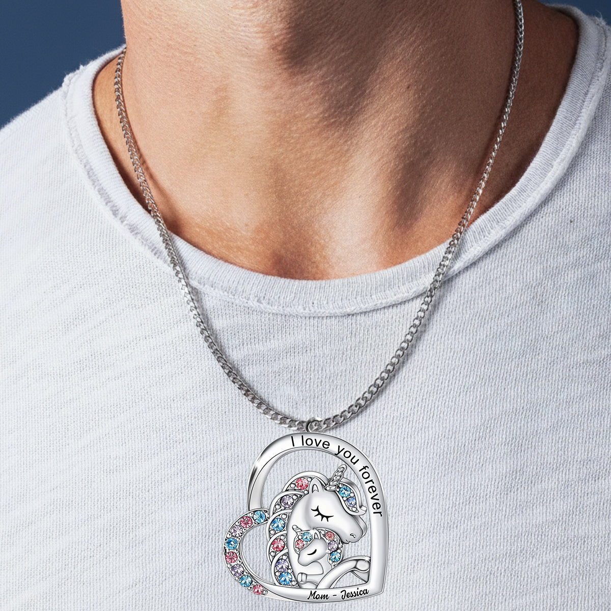 I Love You Forever - Personalized Kid Shaped Metal Pendant Necklace