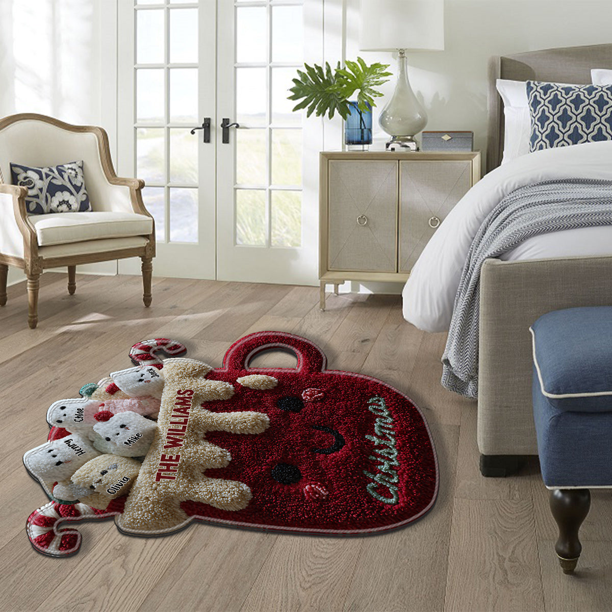 Tapis de Noël familial personnalisé et antidérapant