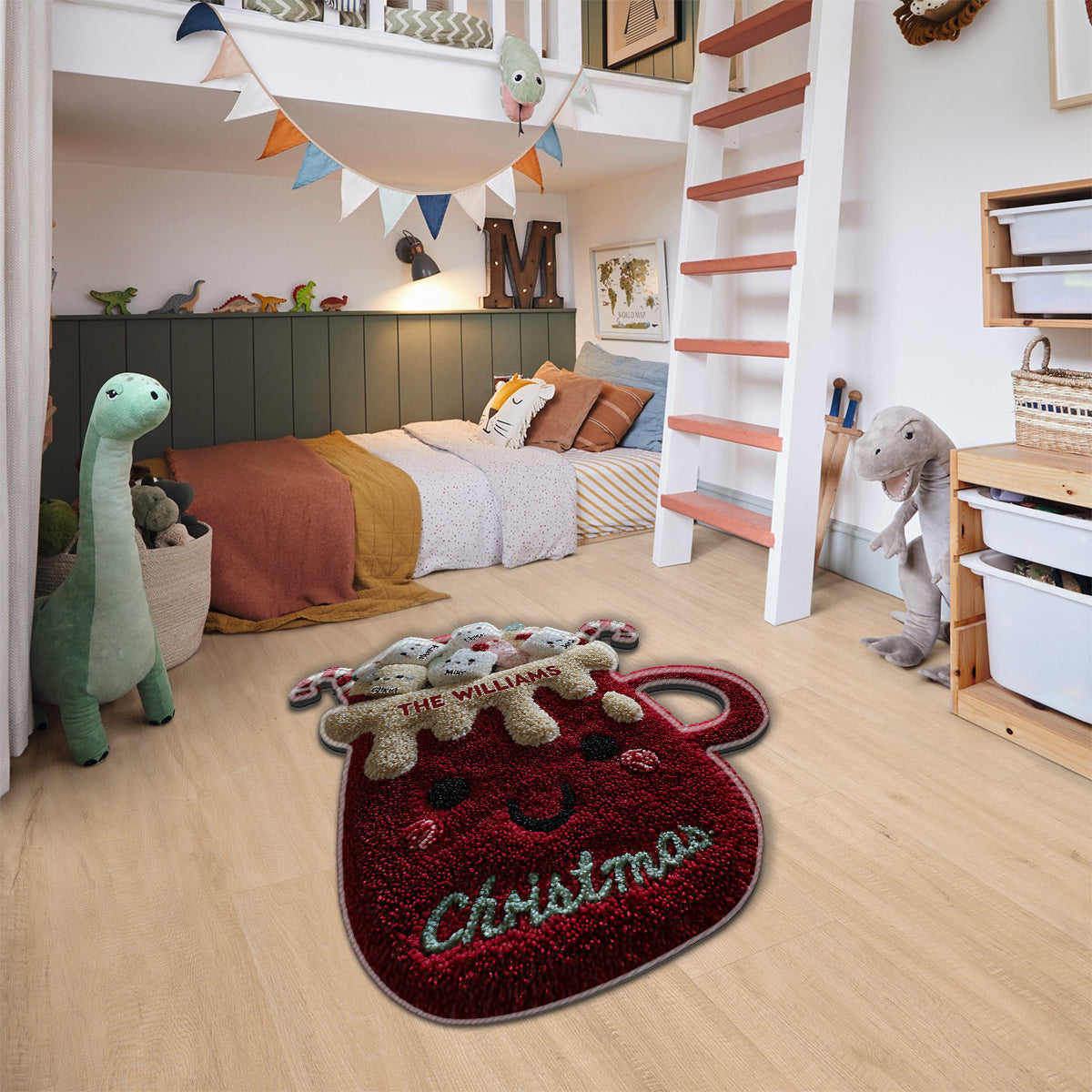 Tapis de Noël familial personnalisé et antidérapant