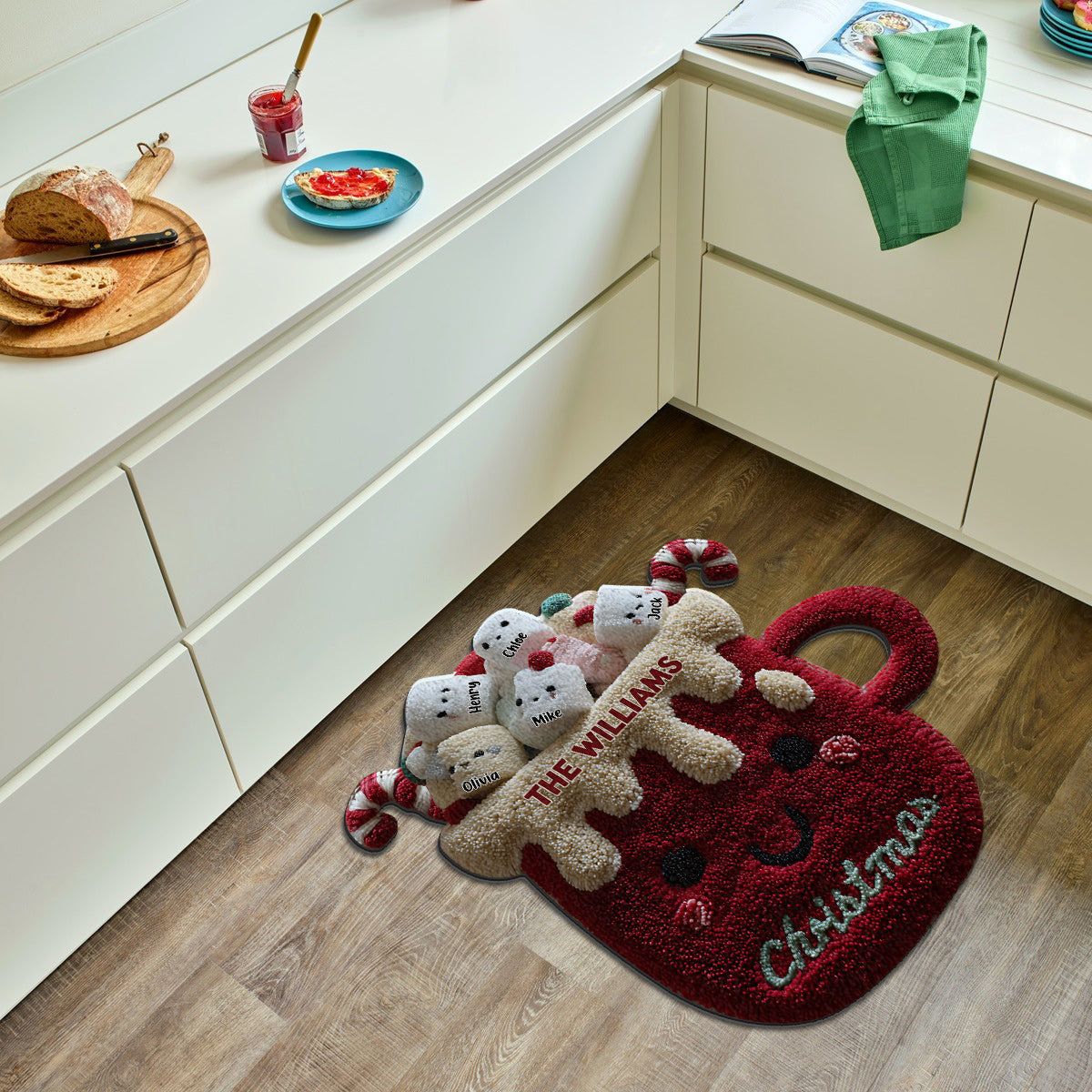 Tapis de Noël familial personnalisé et antidérapant