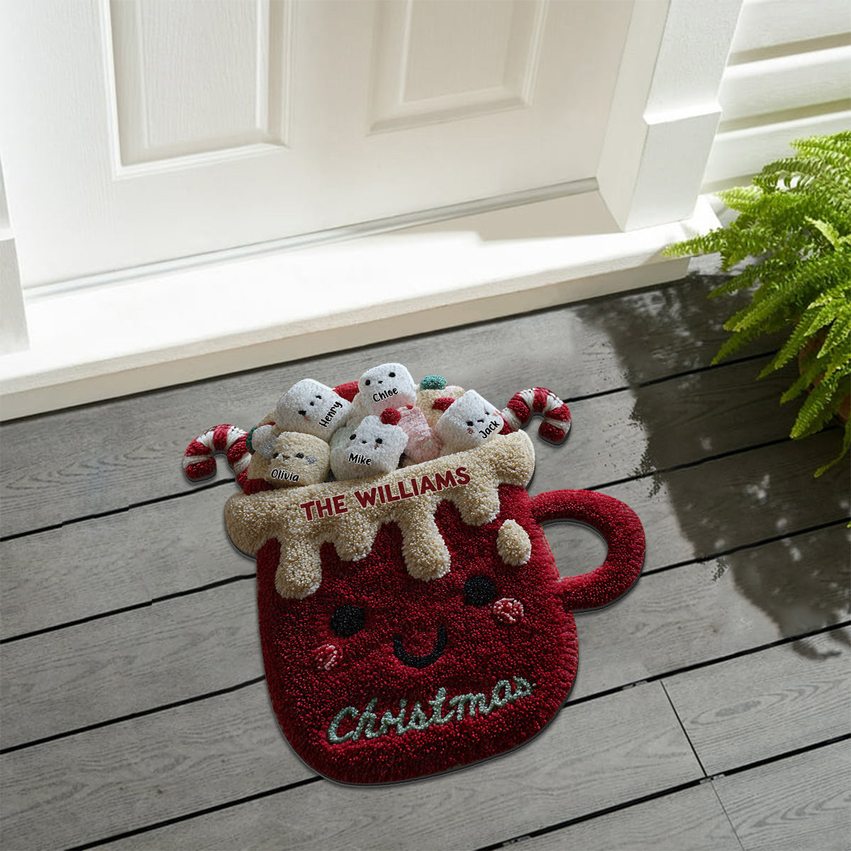 Tapis de Noël familial personnalisé et antidérapant