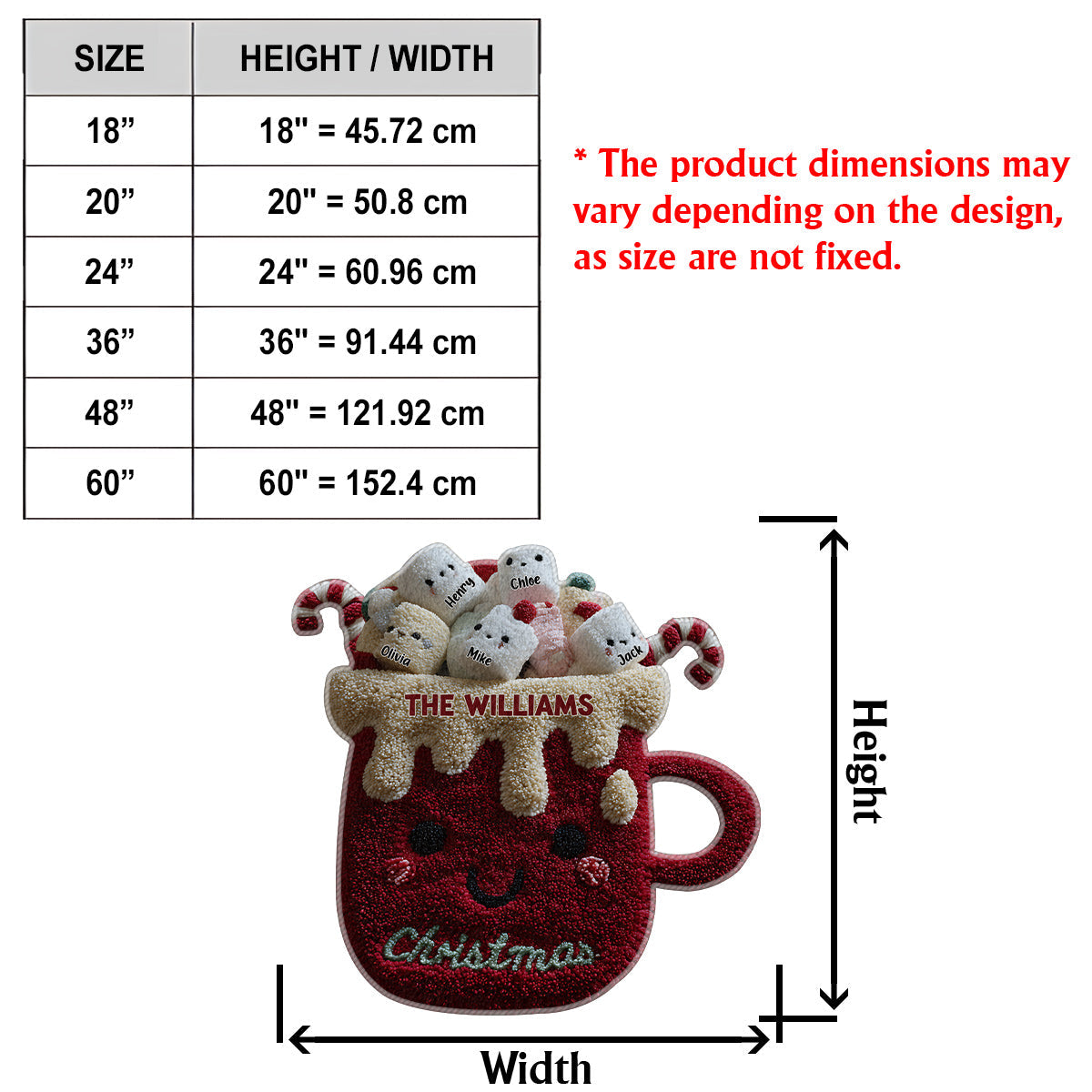 Tapis de Noël familial personnalisé et antidérapant