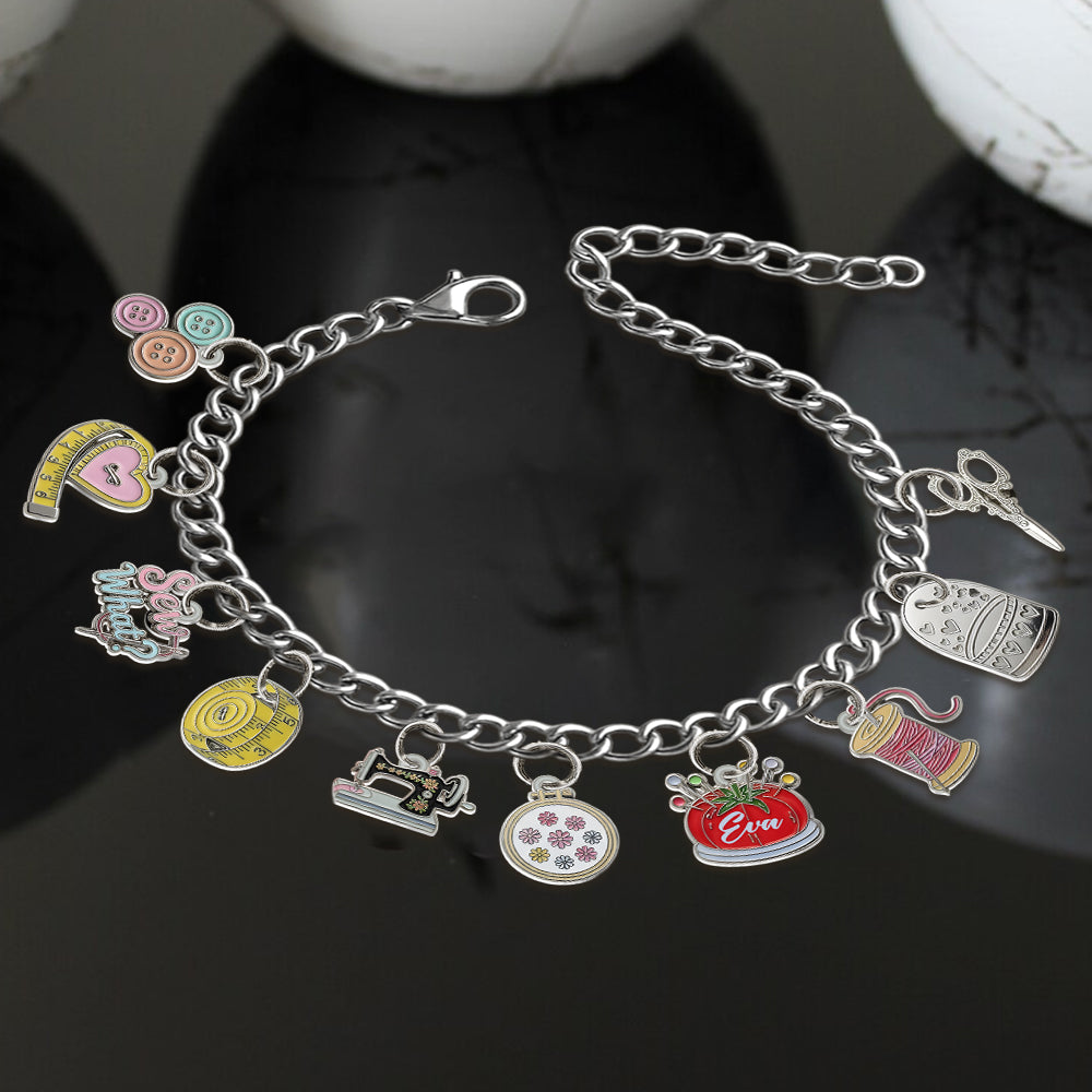 Passionnés de couture - Bracelet de couture personnalisé avec breloques