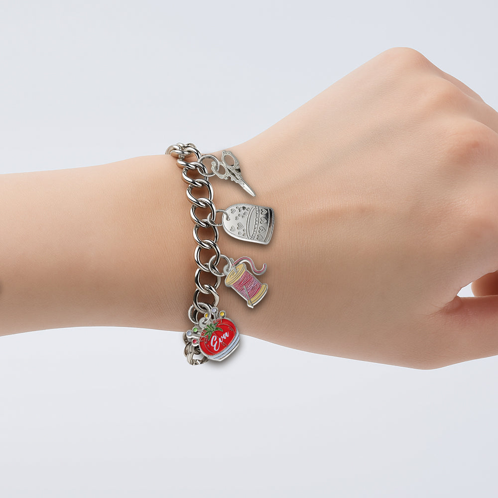 Passionnés de couture - Bracelet de couture personnalisé avec breloques