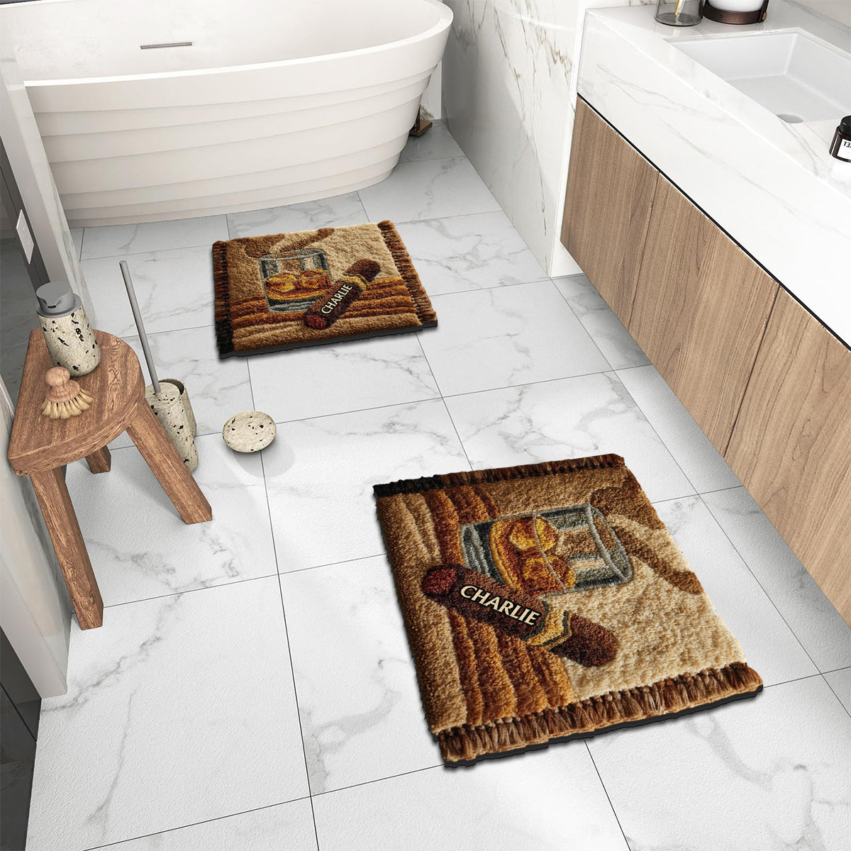 Cadeau unique pour les amateurs de whisky, de bourbon, de cigares... - Tapis tufté antidérapant personnalisé sur le thème du whisky