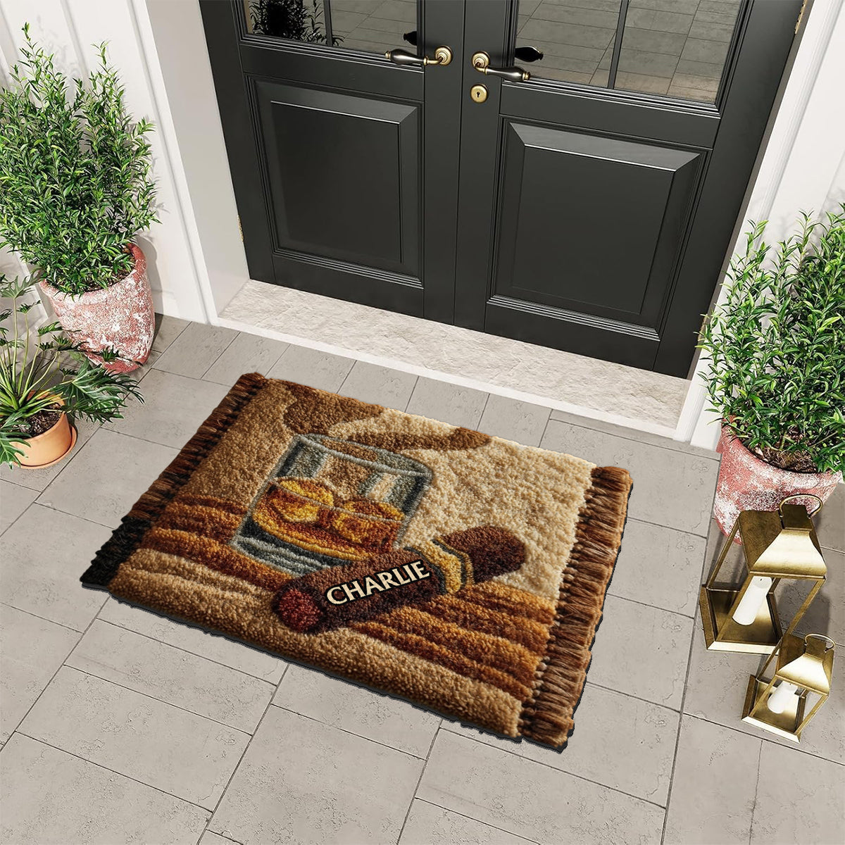 Cadeau unique pour les amateurs de whisky, de bourbon, de cigares... - Tapis tufté antidérapant personnalisé sur le thème du whisky