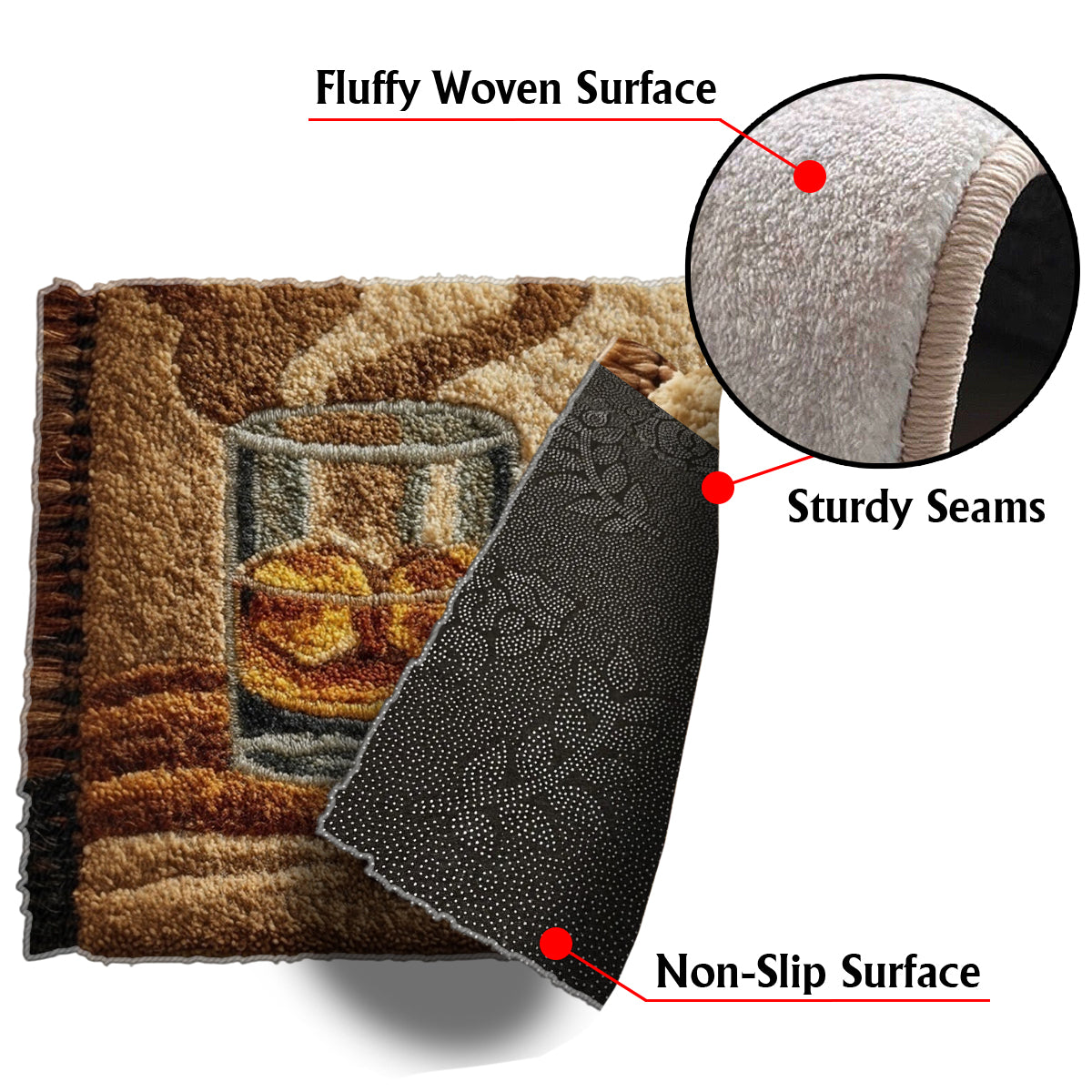 Cadeau unique pour les amateurs de whisky, de bourbon, de cigares... - Tapis tufté antidérapant personnalisé sur le thème du whisky