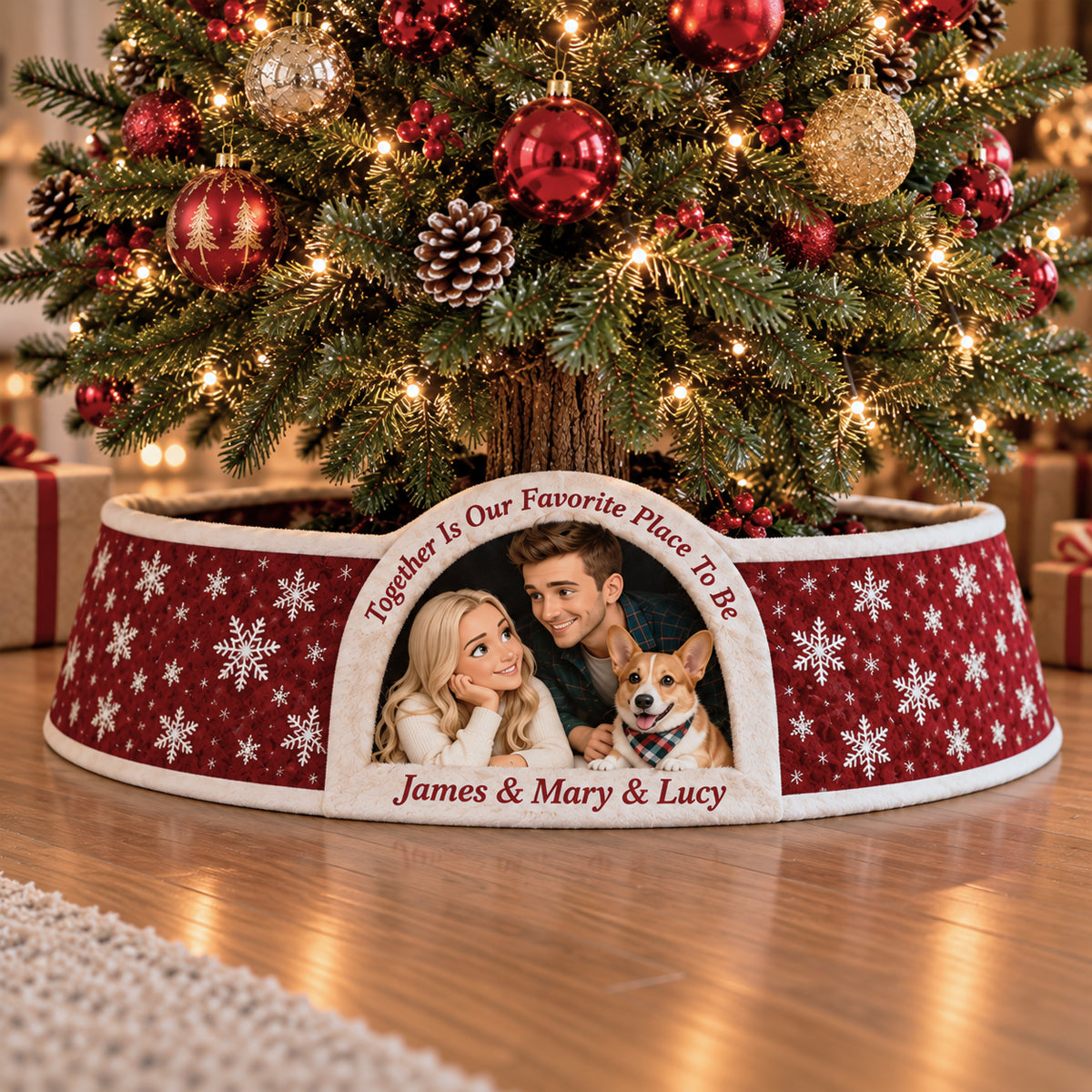 Together Is Our Favorite Place To Be - Personalized Couple LED Light Tree Collar