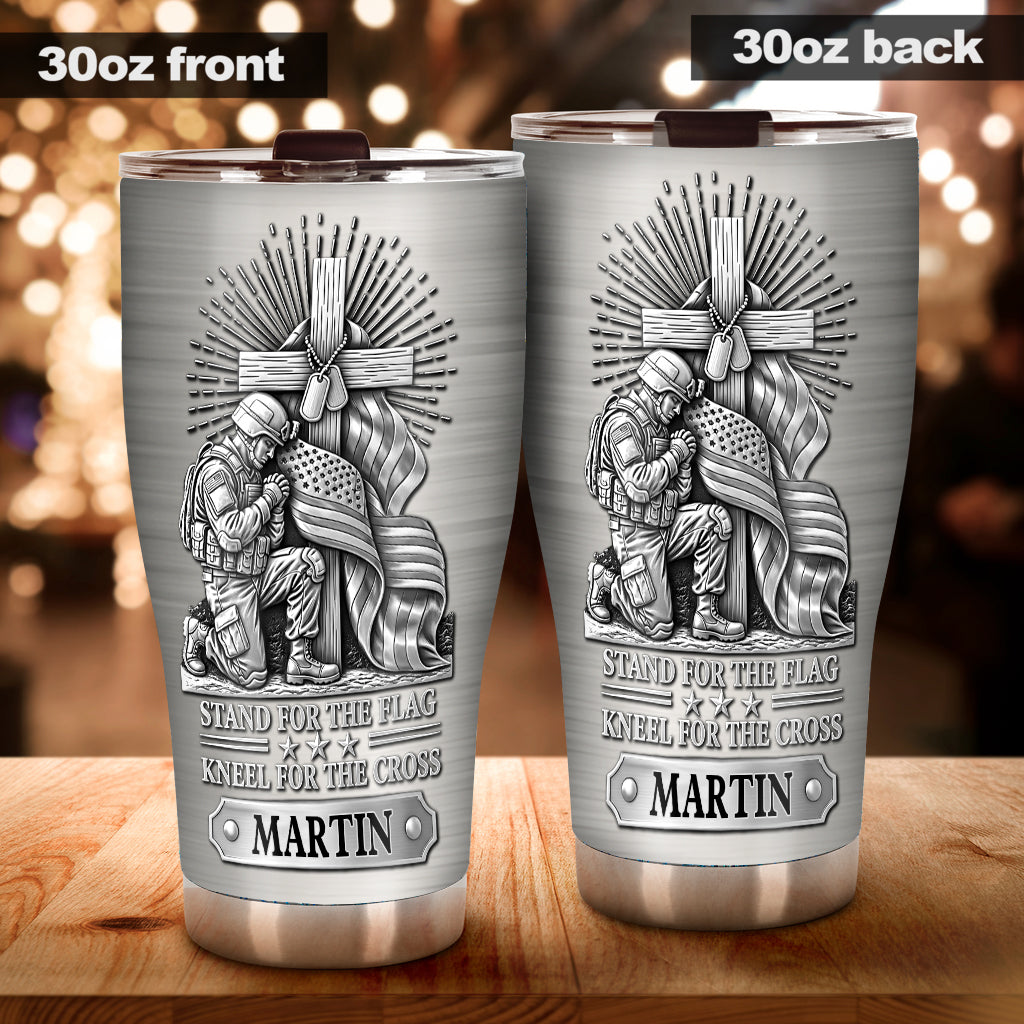 Kneel For The Cross - Personalized Veteran Tumbler