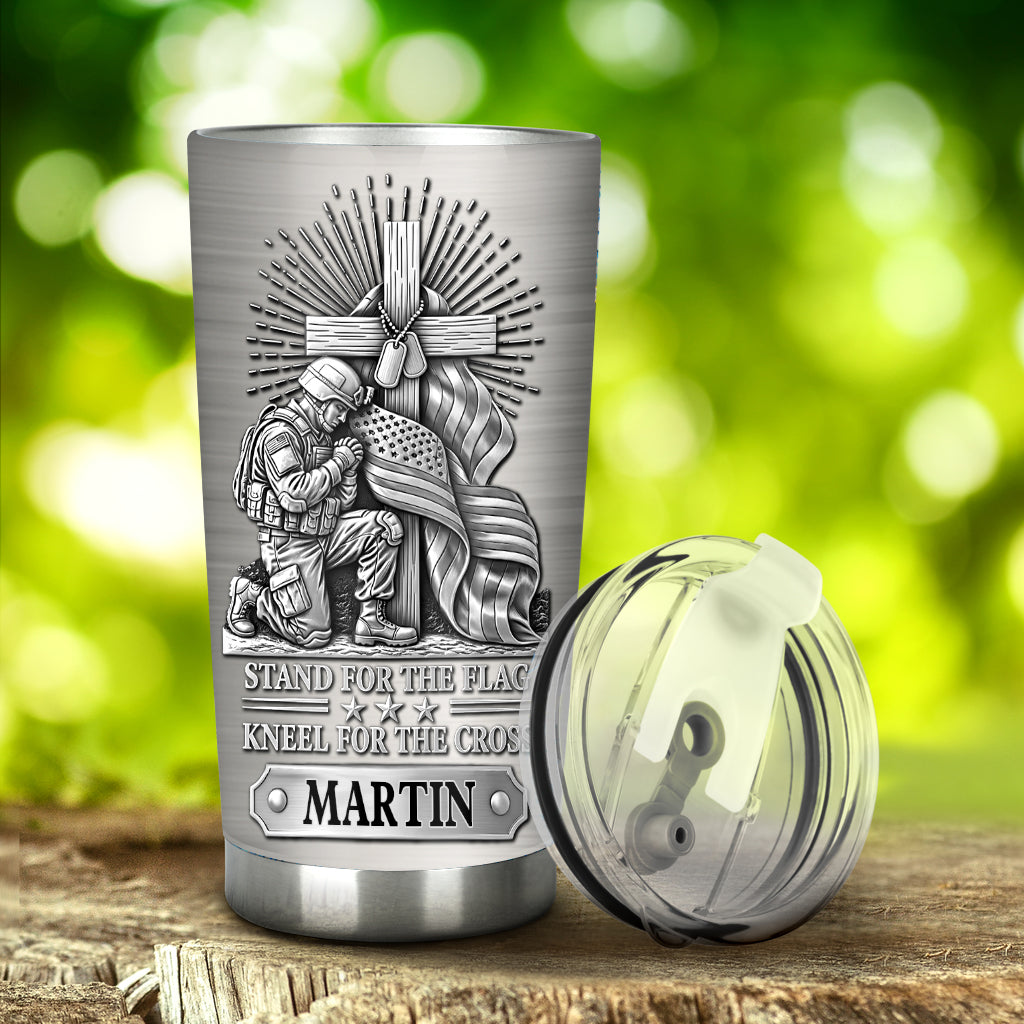 Kneel For The Cross - Personalized Veteran Tumbler