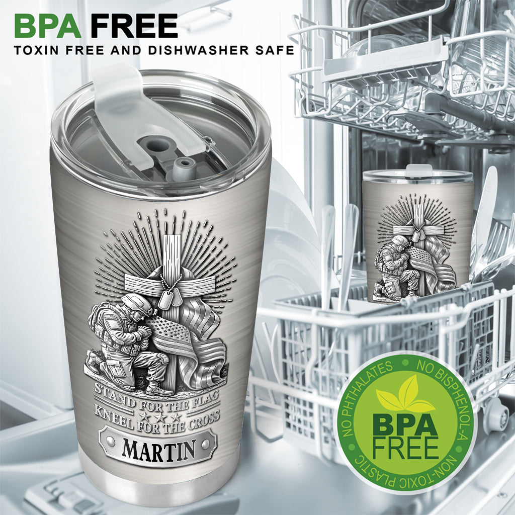 Kneel For The Cross - Personalized Veteran Tumbler