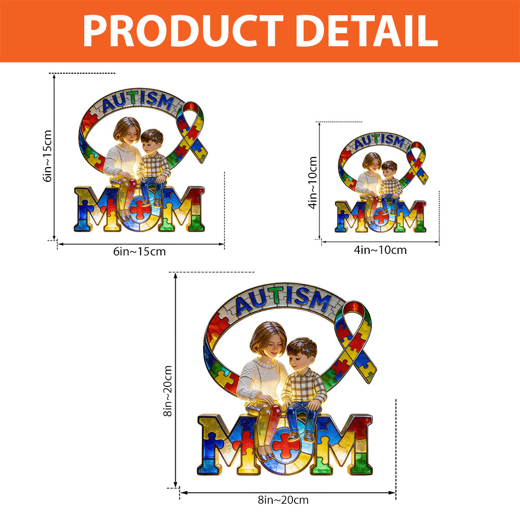 Mom, Dad And Kid - Personalized Autism Awareness Custom Shaped Acrylic Plaque