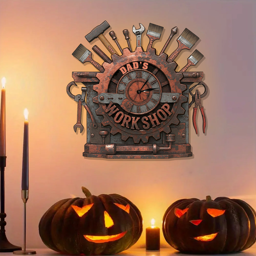 Dad's Workshop - Personalized Father LED Light Wall Clock