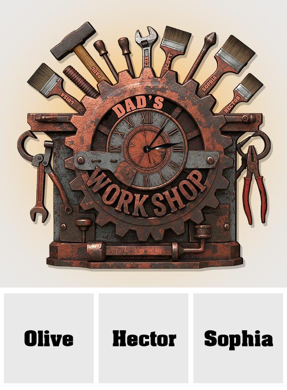 Dad's Workshop - Personalized Father LED Light Wall Clock