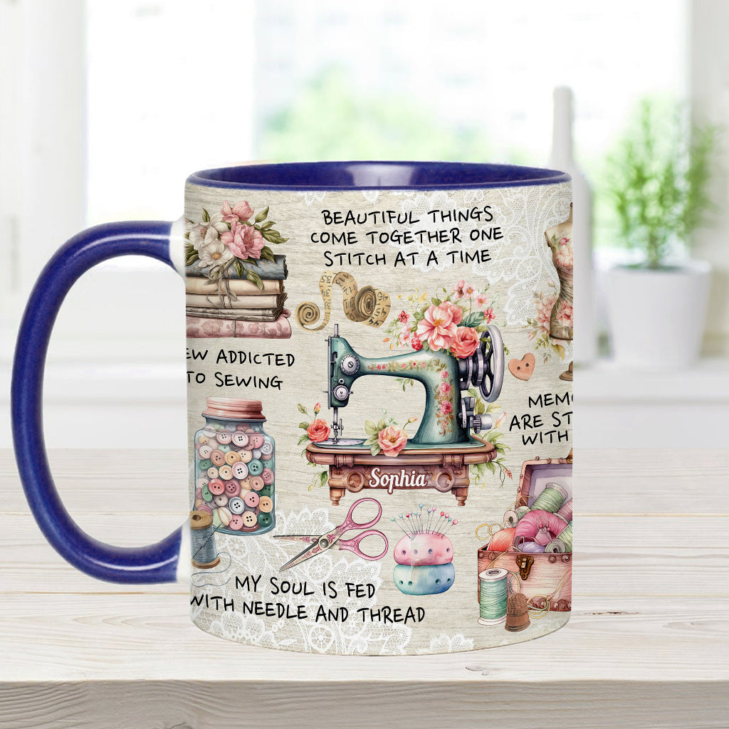 Sew Addicted To Sewing - Personalized Sewing Accent Mug