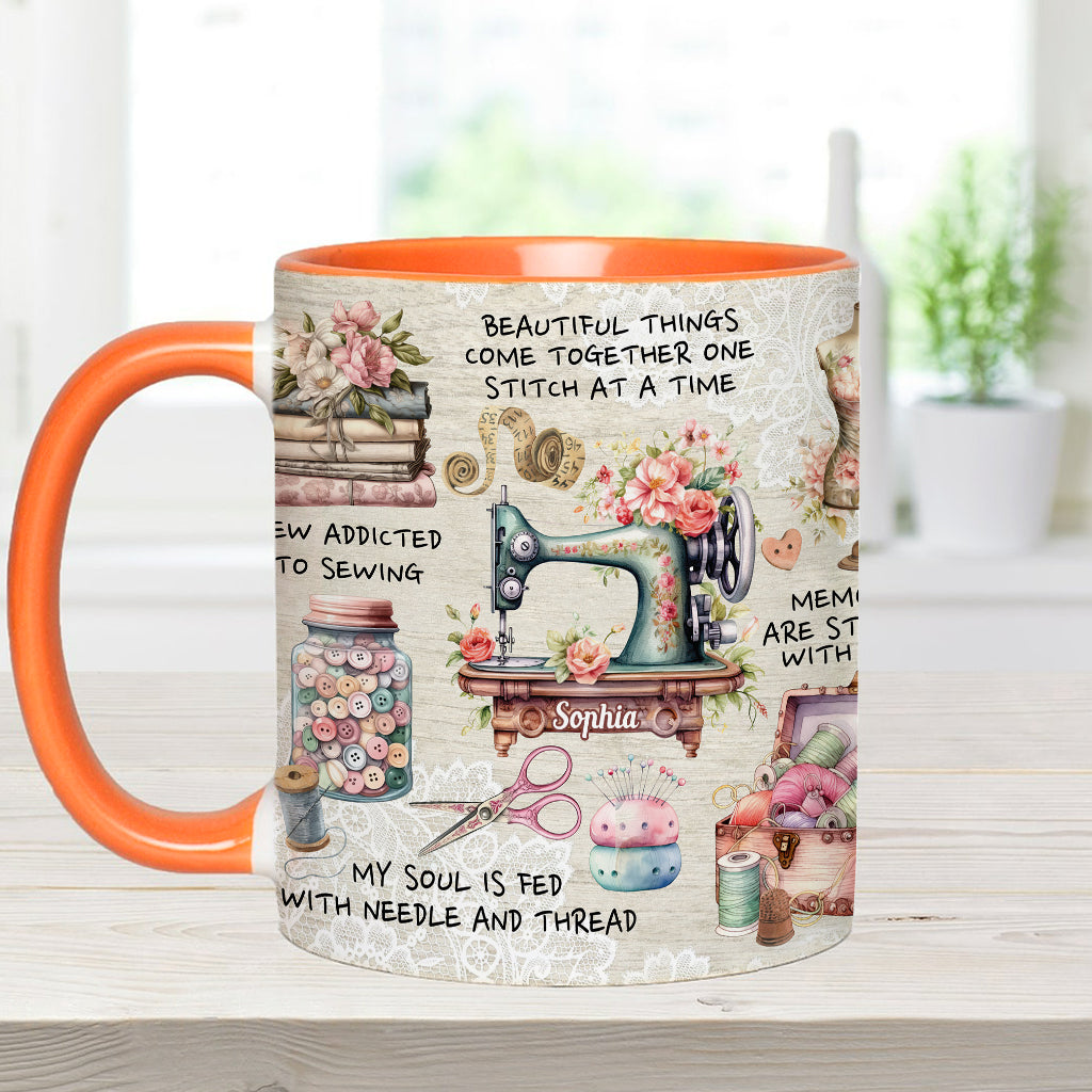Sew Addicted To Sewing - Personalized Sewing Accent Mug