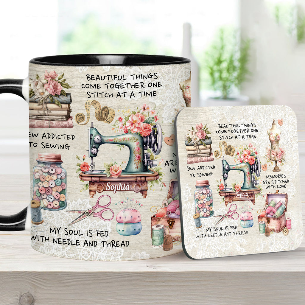 Sew Addicted To Sewing - Personalized Sewing Accent Mug