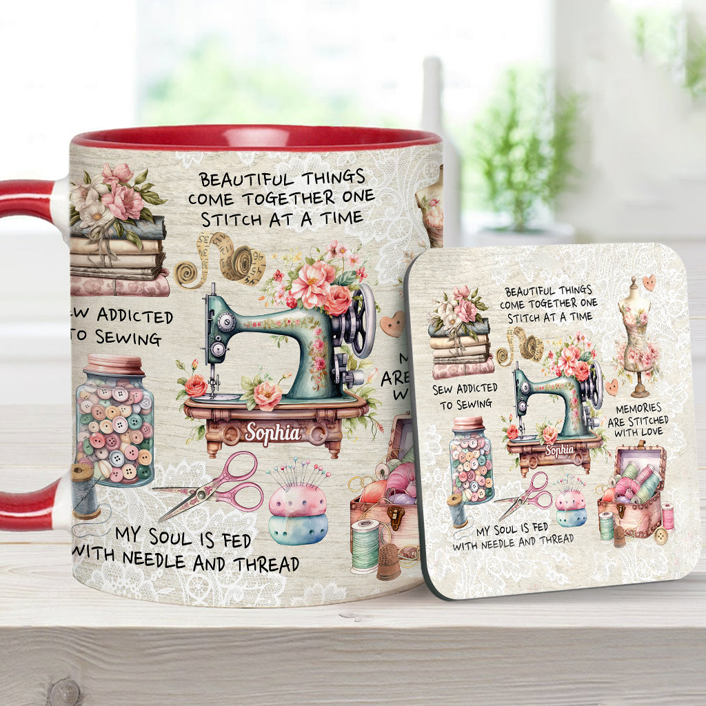 Sew Addicted To Sewing - Personalized Sewing Accent Mug