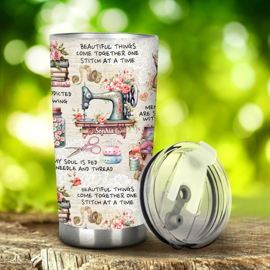 Sew Addicted To Sewing - Personalized Sewing Tumbler