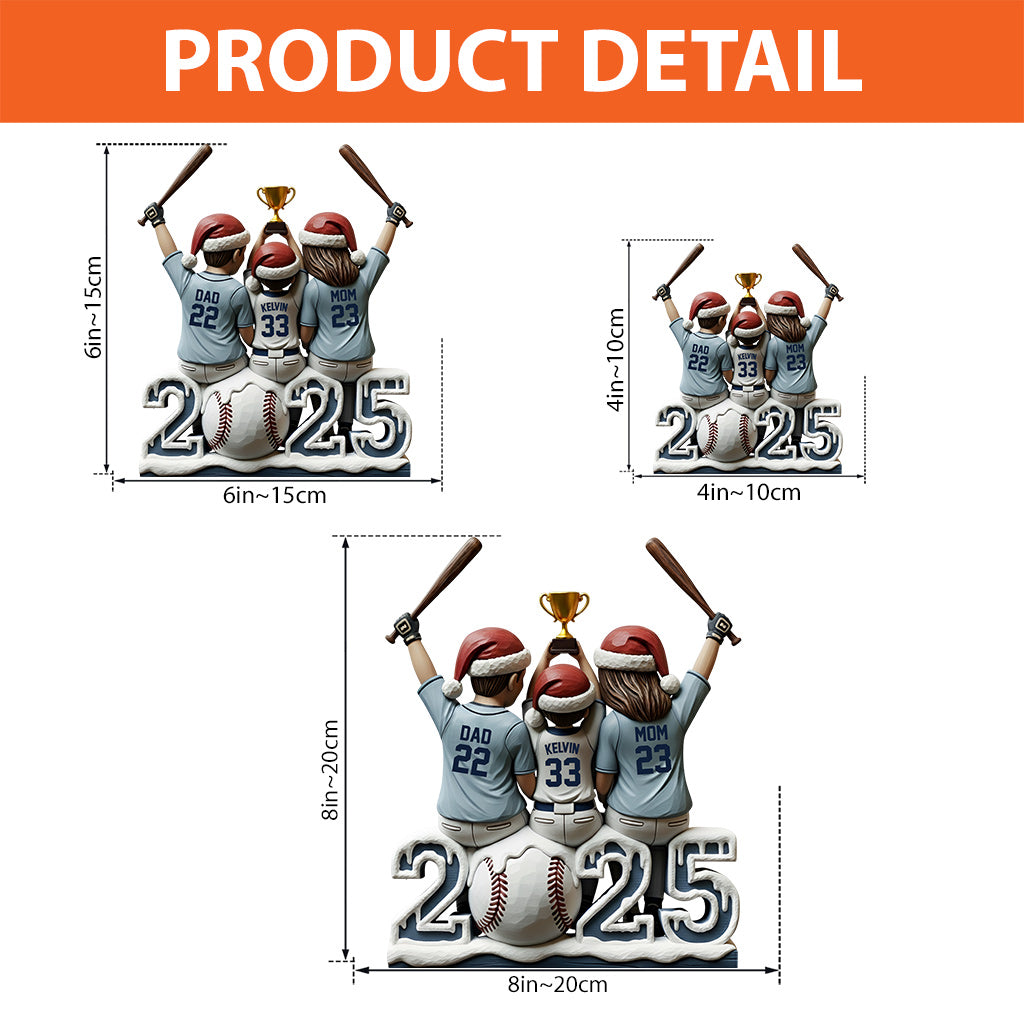 Famille de baseball - Plaque acrylique personnalisée en forme de baseball