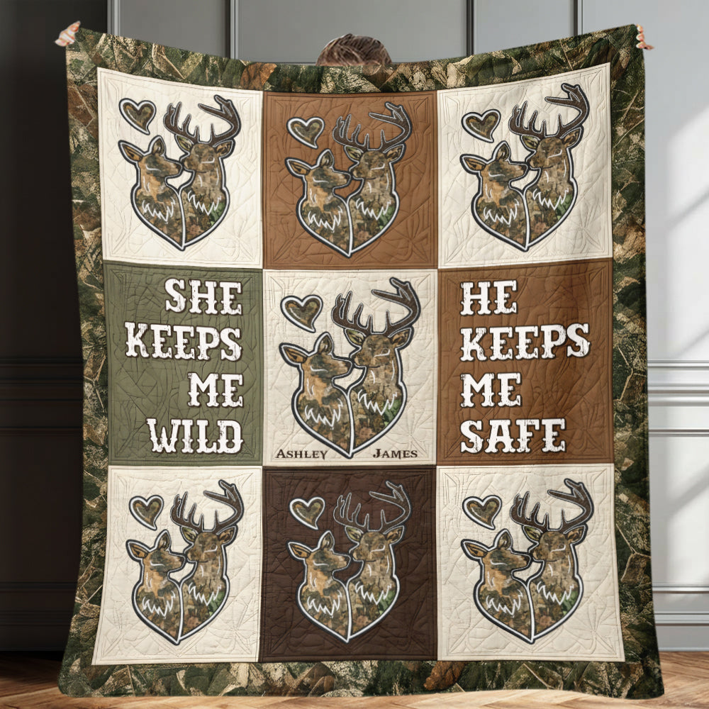 Couple de chasseurs - Couverture de chasse personnalisée