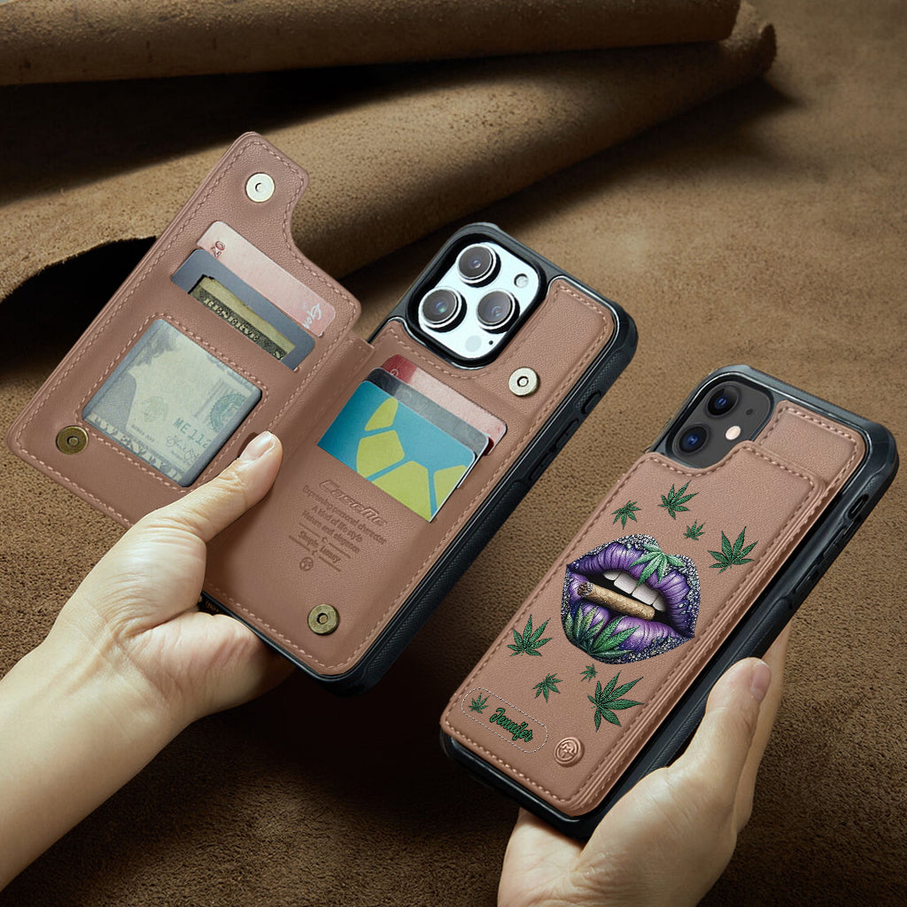 Étui portefeuille personnalisé « Get High » pour téléphone - Thème cannabis