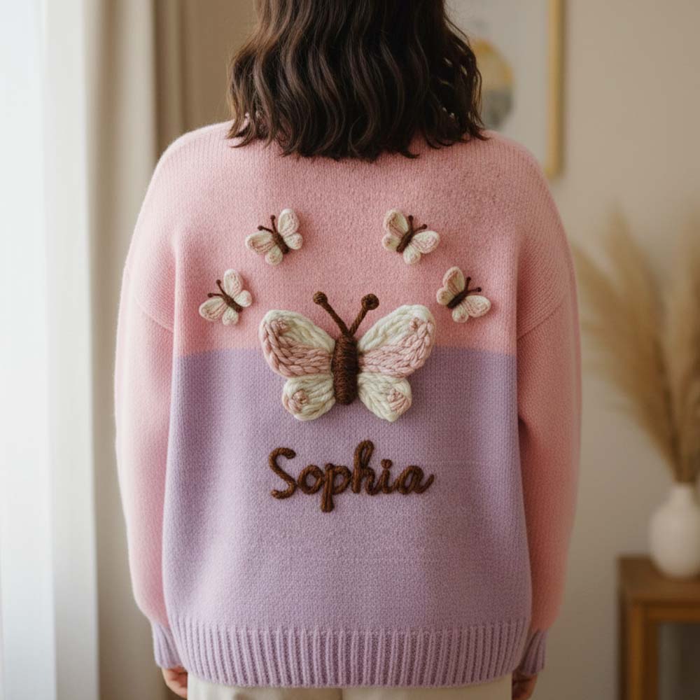 Beautiful Buttterfly - Personalized Butterfly Cardigan Sweater