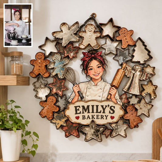 Cute Cookie Cutter Metal Wall Art, Custom From Any Photo - Personalized Baking Cut Metal Sign