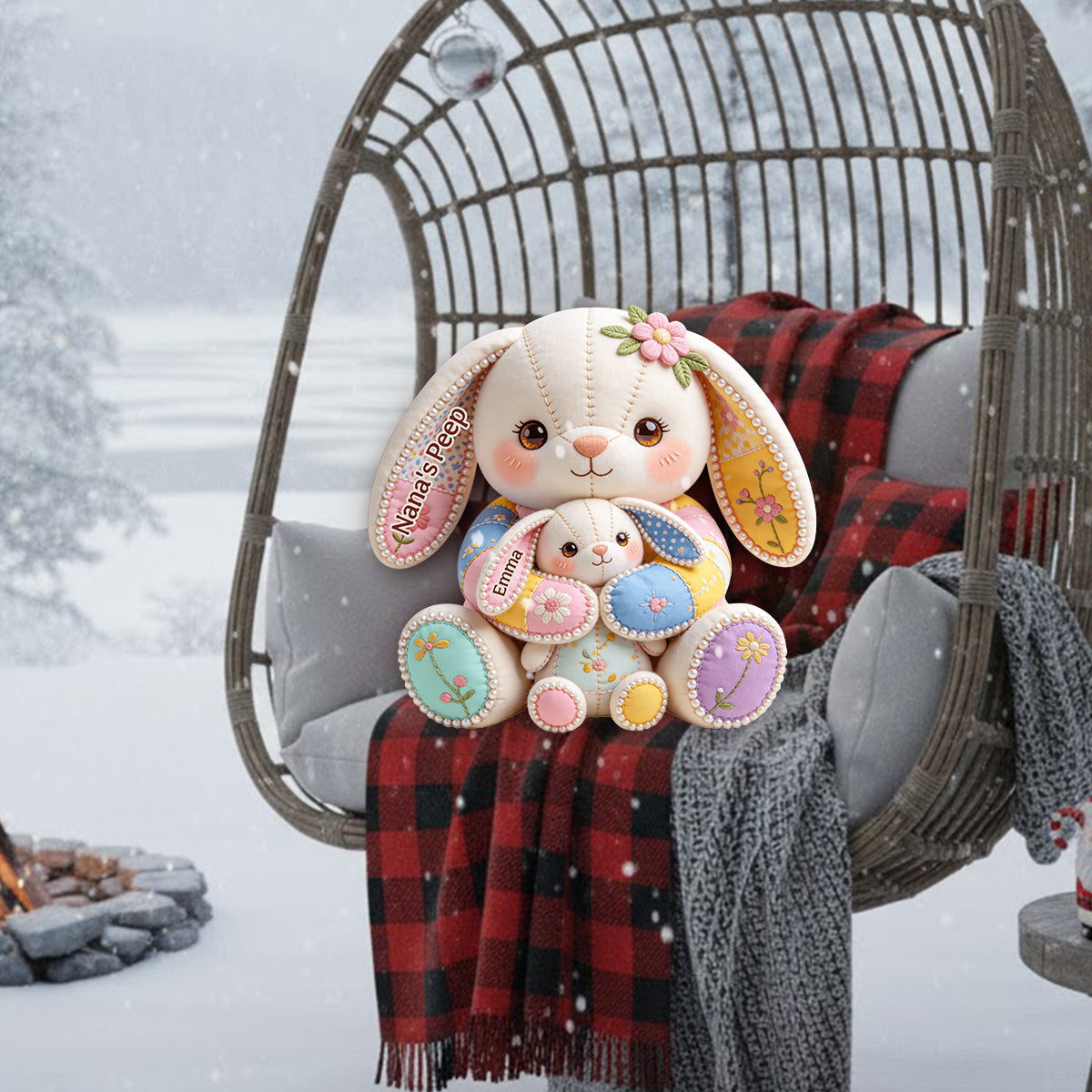 Coussin en fausse fourrure premium personnalisé « Grandma's Peeps »