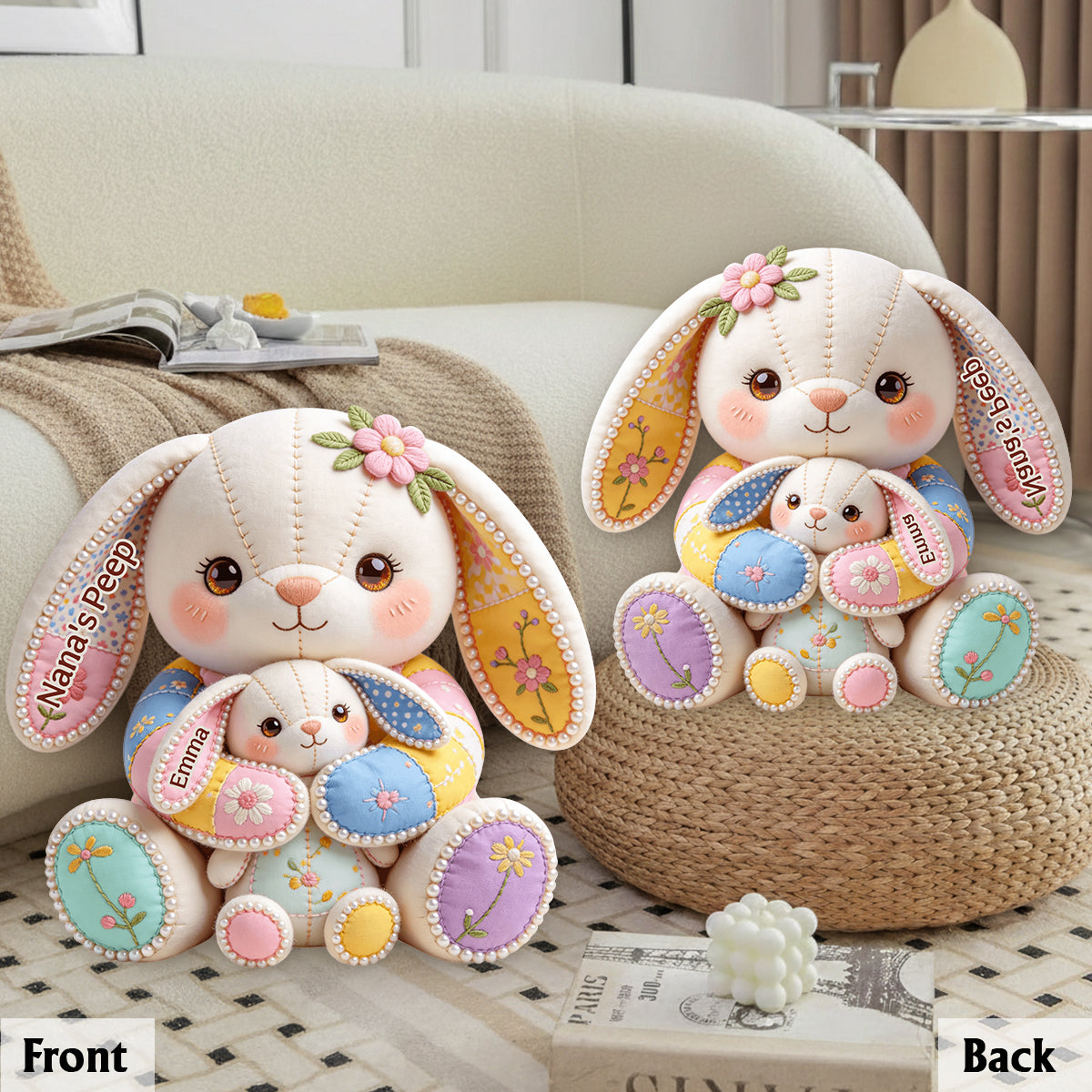 Coussin en fausse fourrure premium personnalisé « Grandma's Peeps »