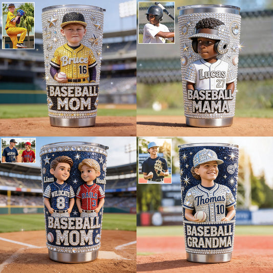 Baseball Mom, Grandma - Personalized Baseball Tumbler