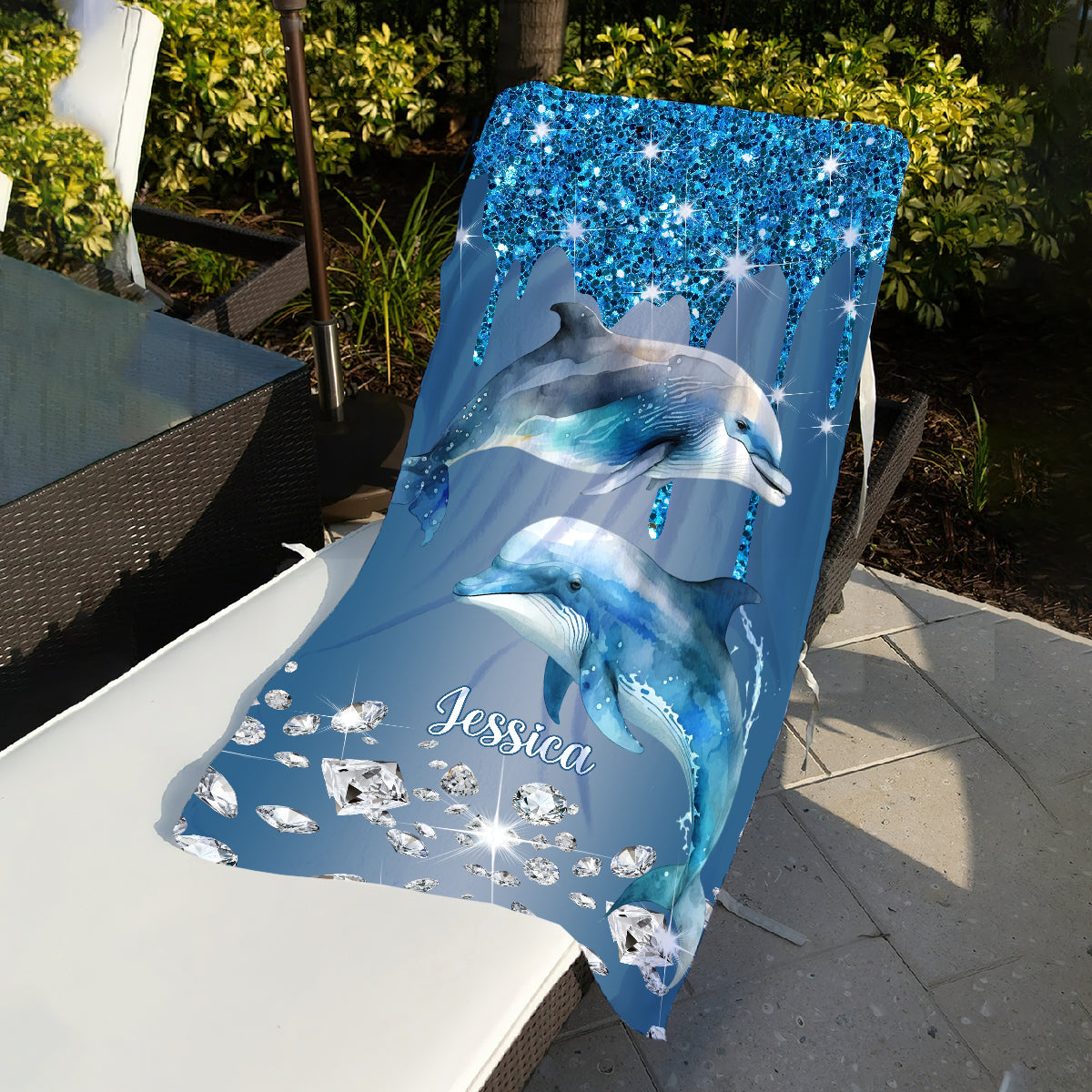Beutiful Dolphins - Personalized Dolphin Quick-dry Beach Towel/ Bath Towel