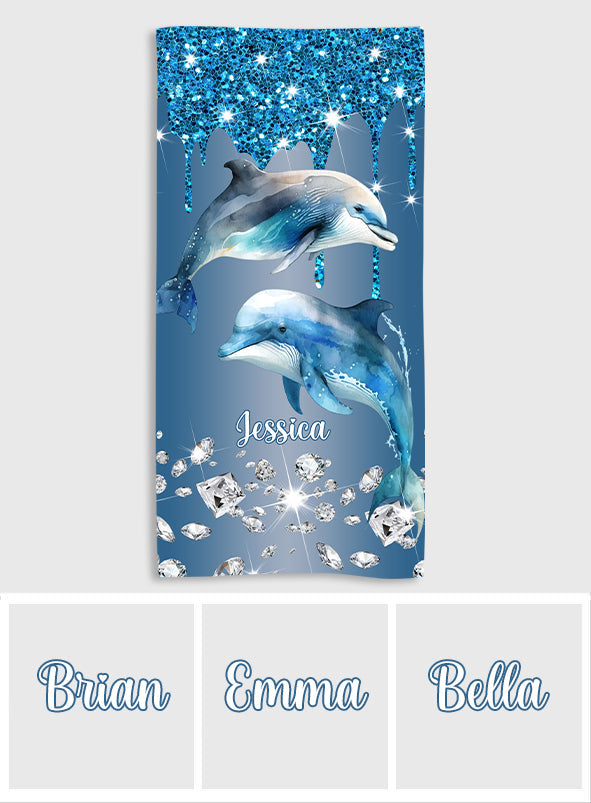 Beutiful Dolphins - Personalized Dolphin Quick-dry Beach Towel/ Bath Towel