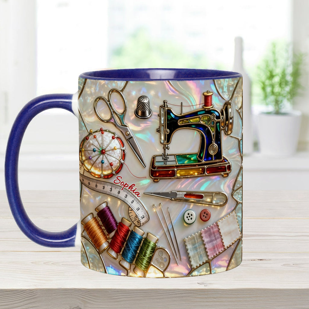 J'adore coudre - Mug et sous-verre personnalisés sur le thème de la couture