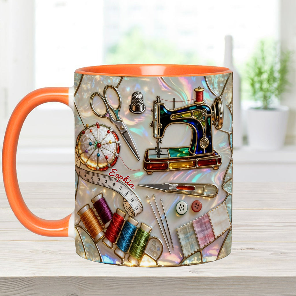 J'adore coudre - Mug et sous-verre personnalisés sur le thème de la couture