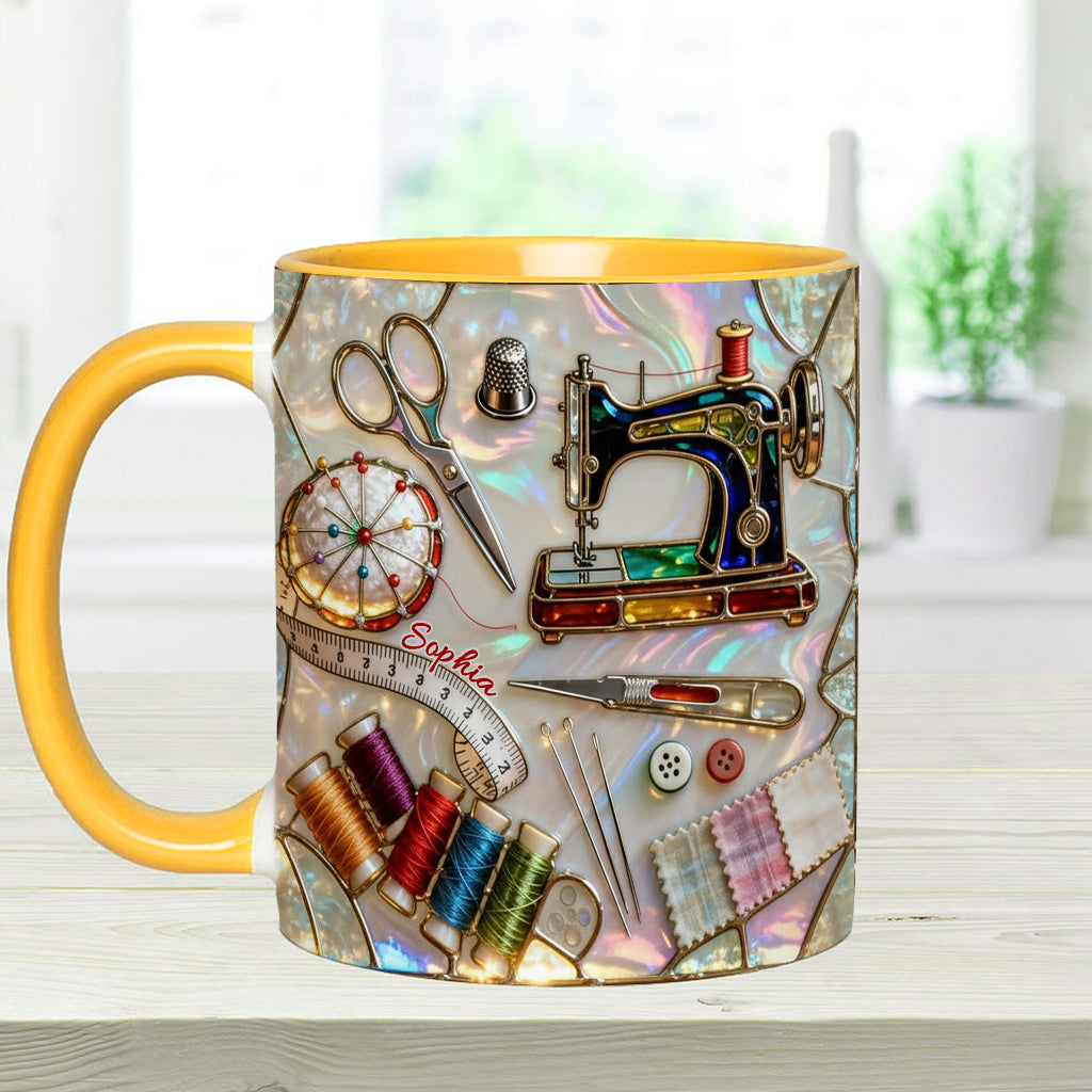 J'adore coudre - Mug et sous-verre personnalisés sur le thème de la couture