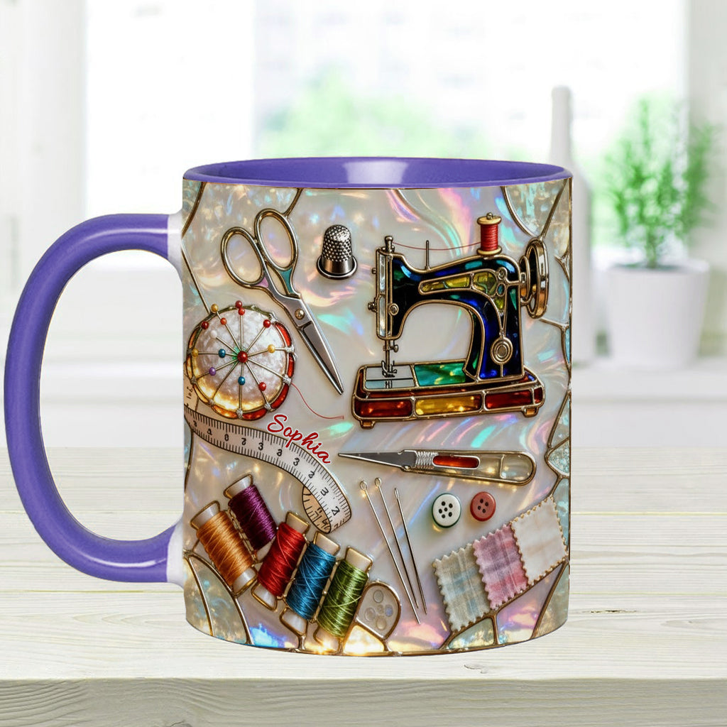 J'adore coudre - Mug et sous-verre personnalisés sur le thème de la couture