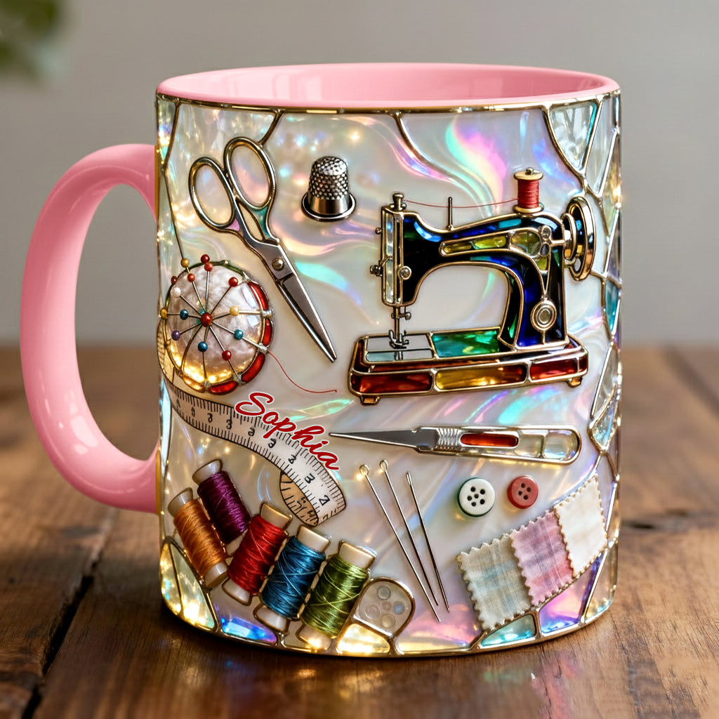 J'adore coudre - Mug et sous-verre personnalisés sur le thème de la couture