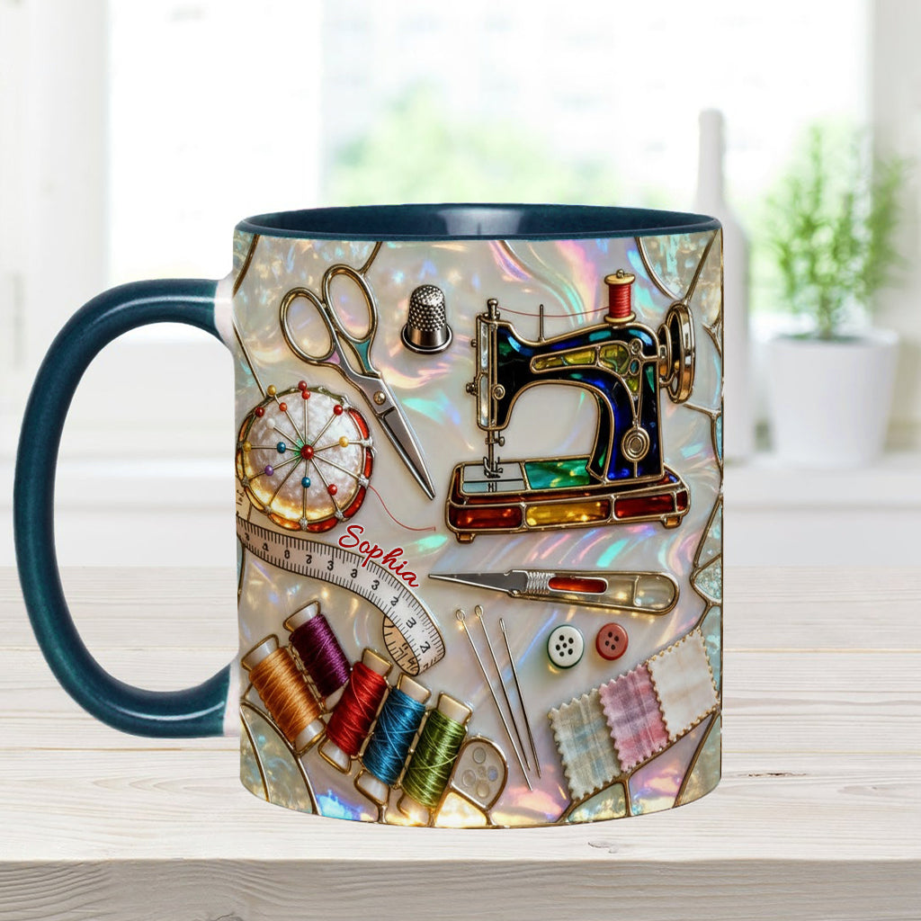 J'adore coudre - Mug et sous-verre personnalisés sur le thème de la couture