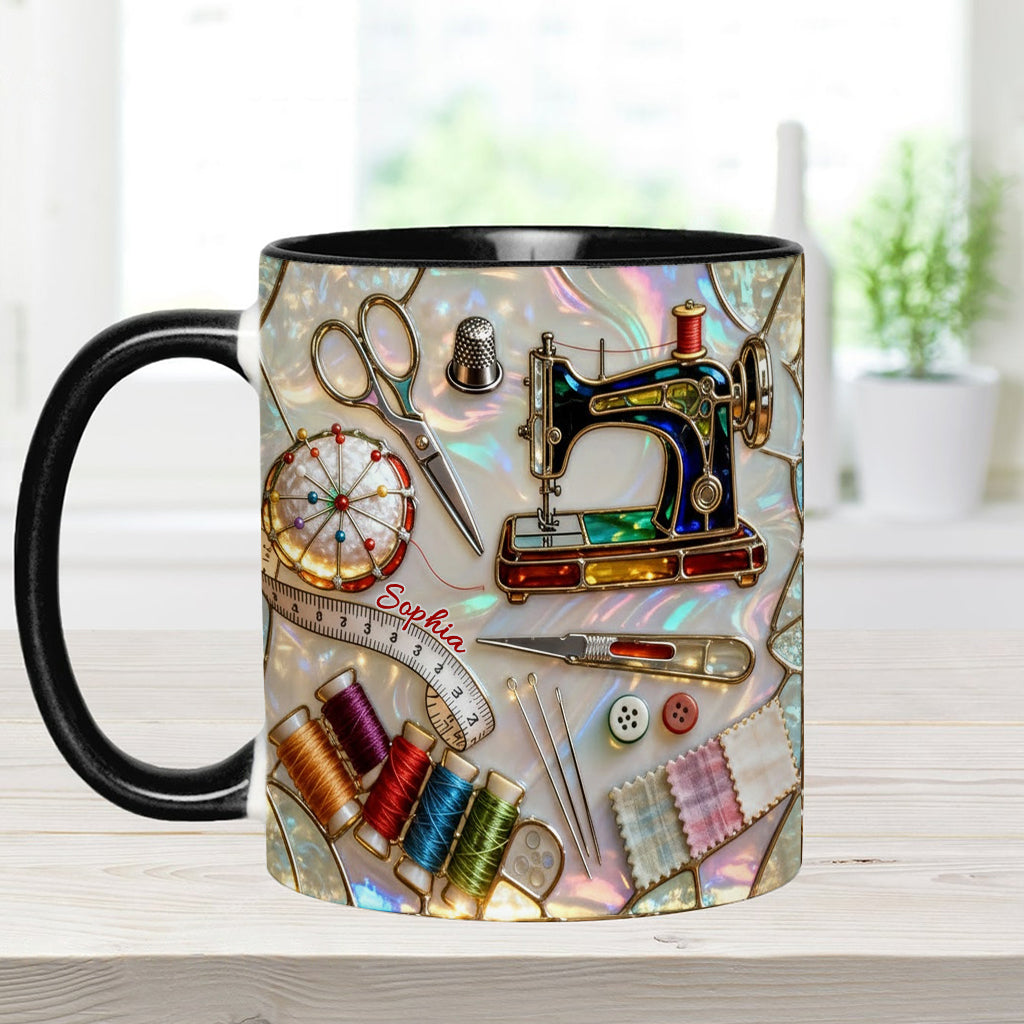 J'adore coudre - Mug et sous-verre personnalisés sur le thème de la couture
