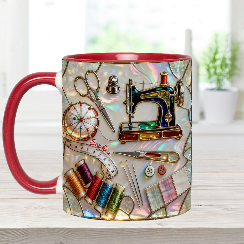 J'adore coudre - Mug et sous-verre personnalisés sur le thème de la couture