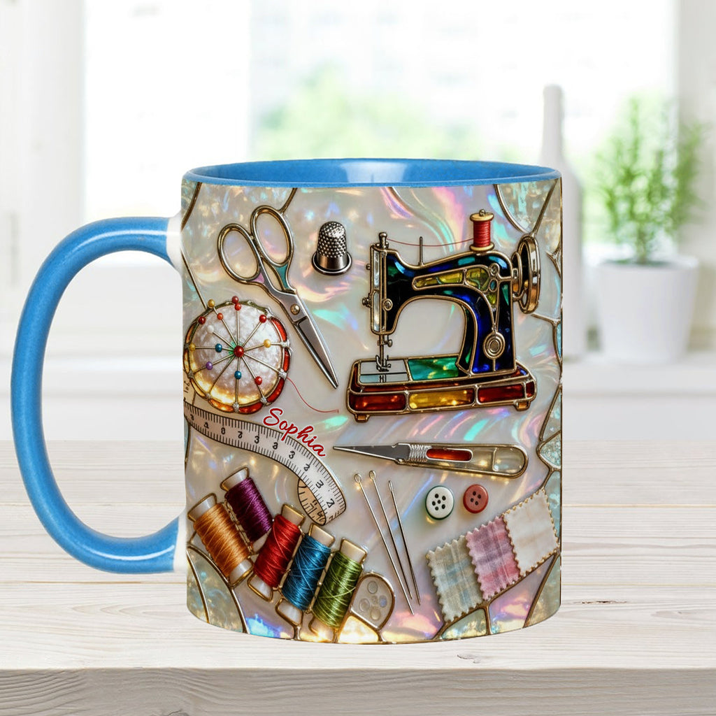 J'adore coudre - Mug et sous-verre personnalisés sur le thème de la couture